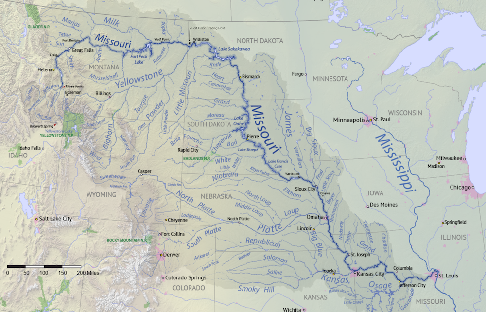 The Earth&prime;s Rivers and TributariesNorth American ContinentThe Missouri River