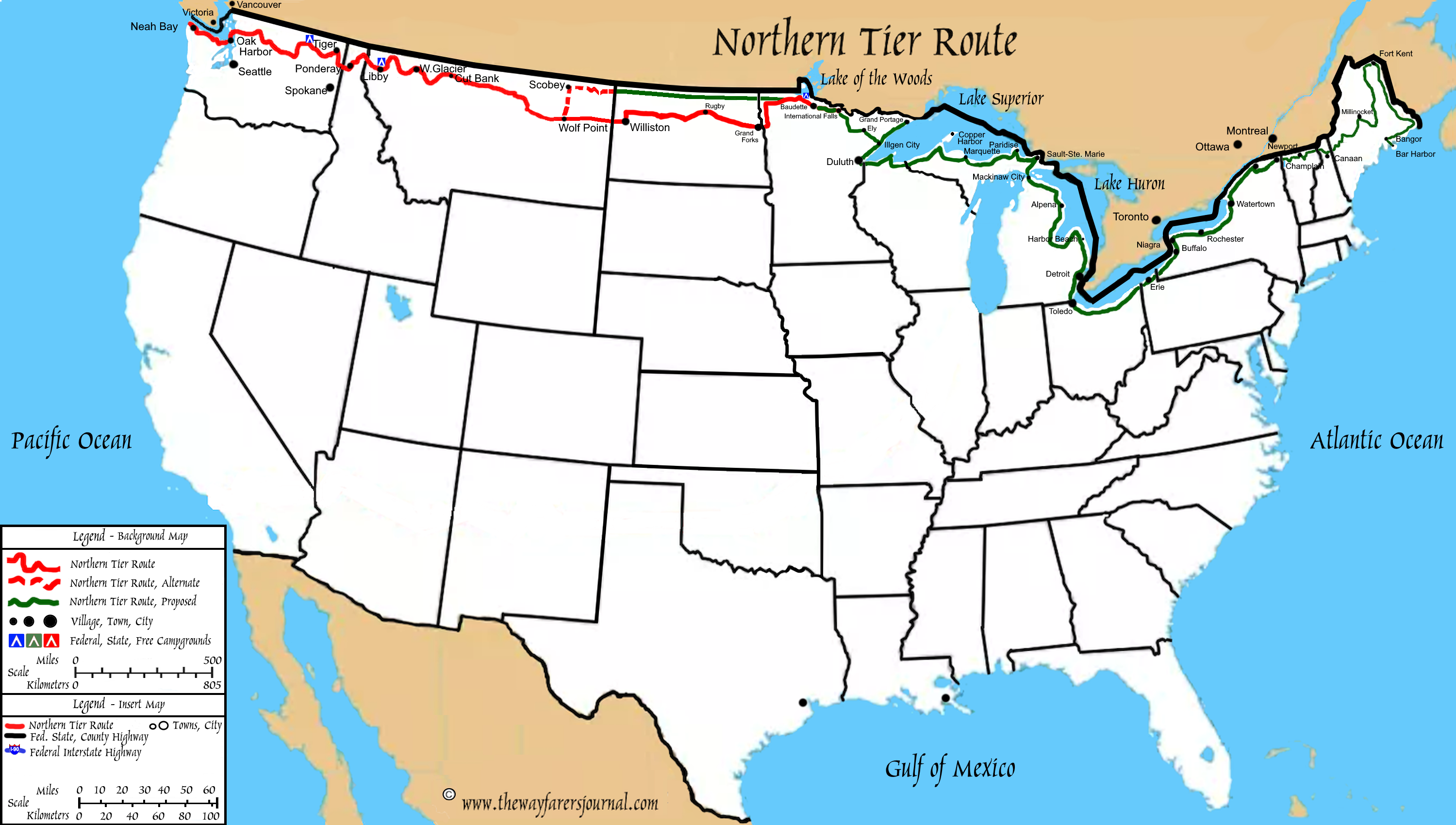 The Roadpath JourneysThe Northern Tier RouteNational Roadpath Map