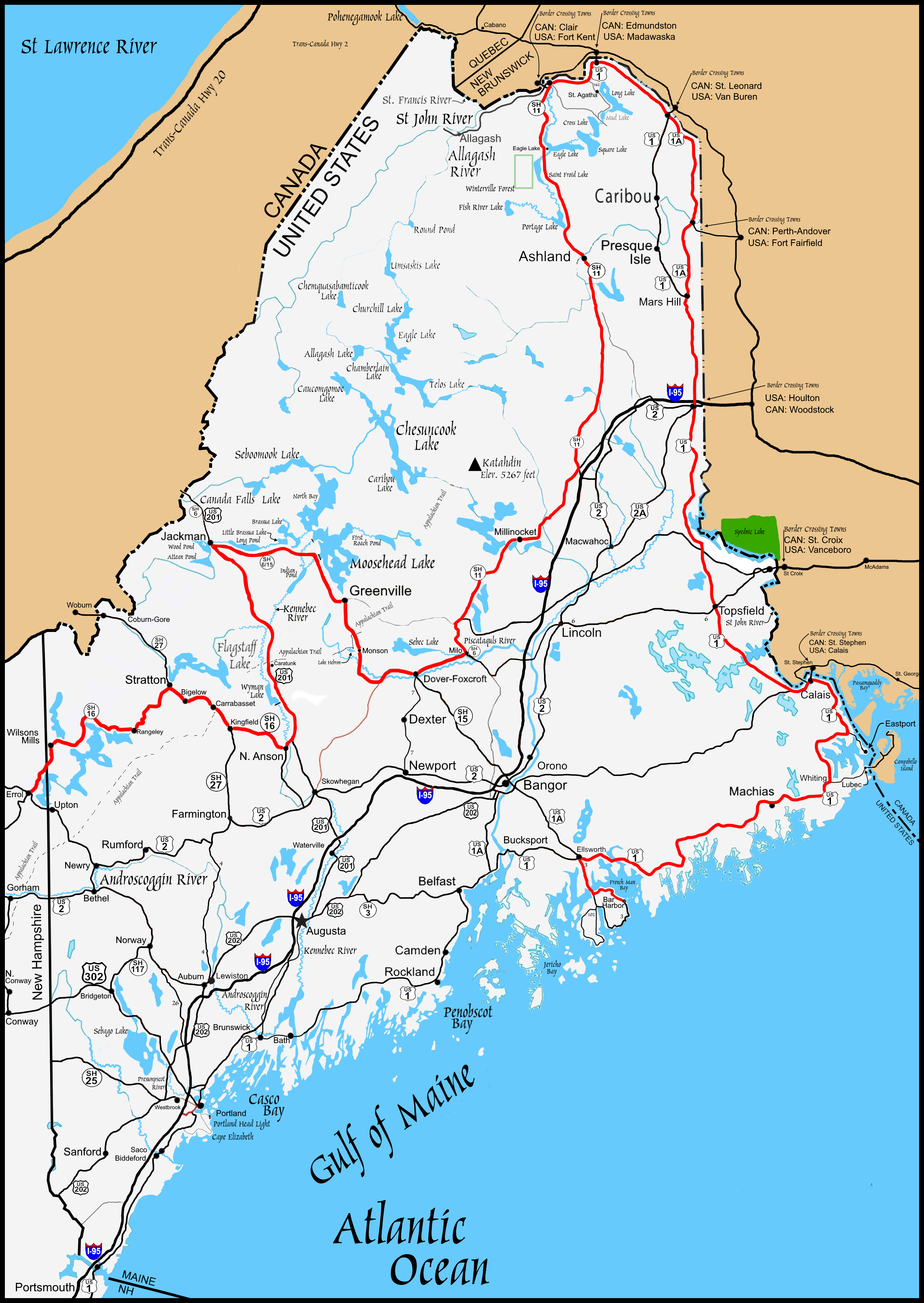 The Roadpath JourneysThe Northern Tier RouteMaine Roadpath Map