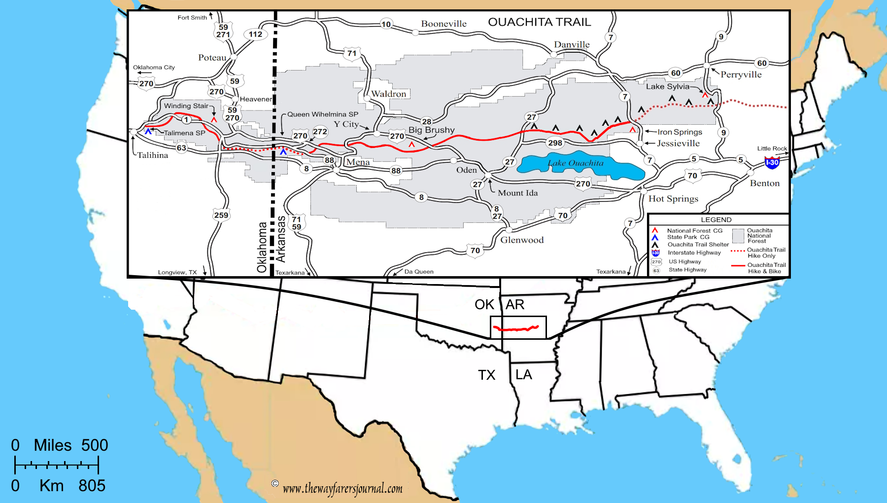 The Ouachita Trailin Arkansas and Oklahoma