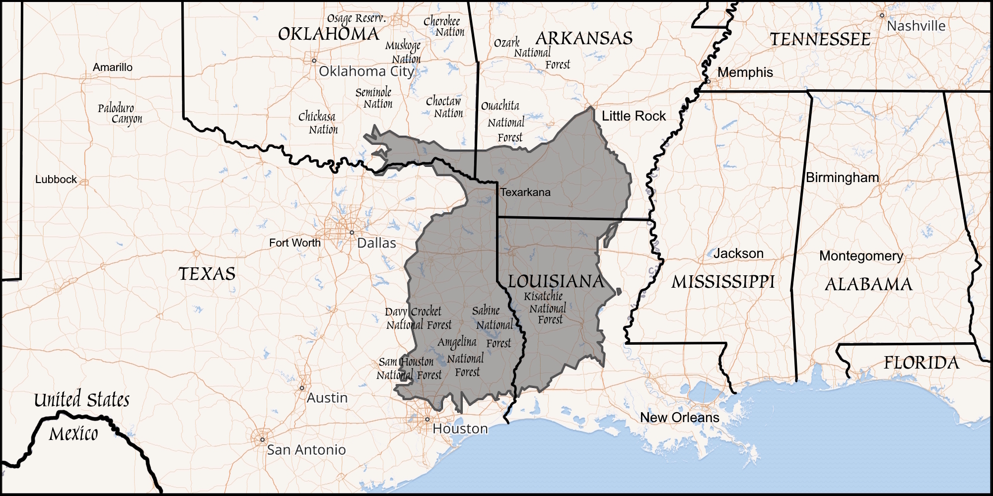 The Coastal Plains RegionLouisiana: South Pine Belt Plains: Ecoregion