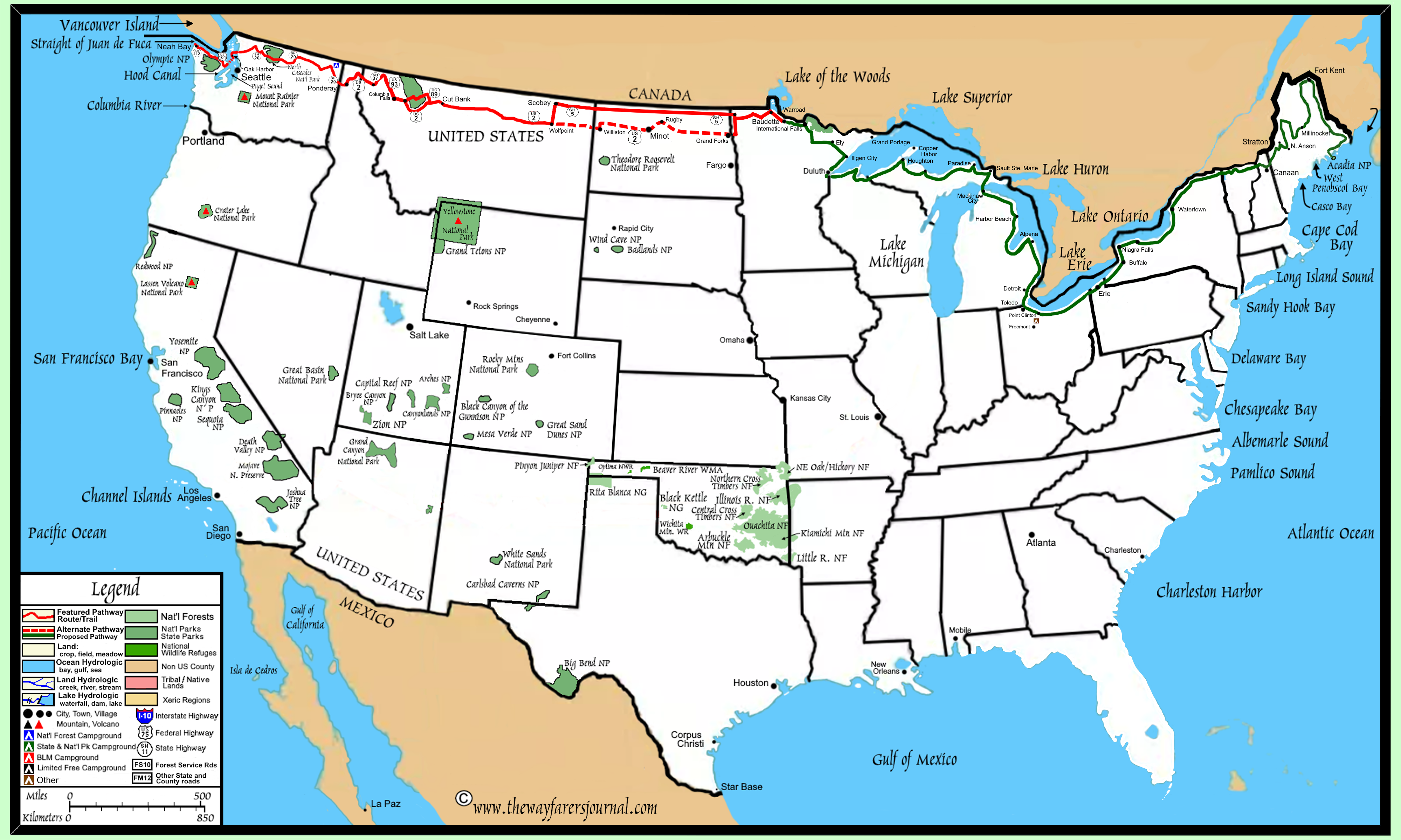The Roadpath JourneysThe Northern Tier RouteNational Roadpath Map