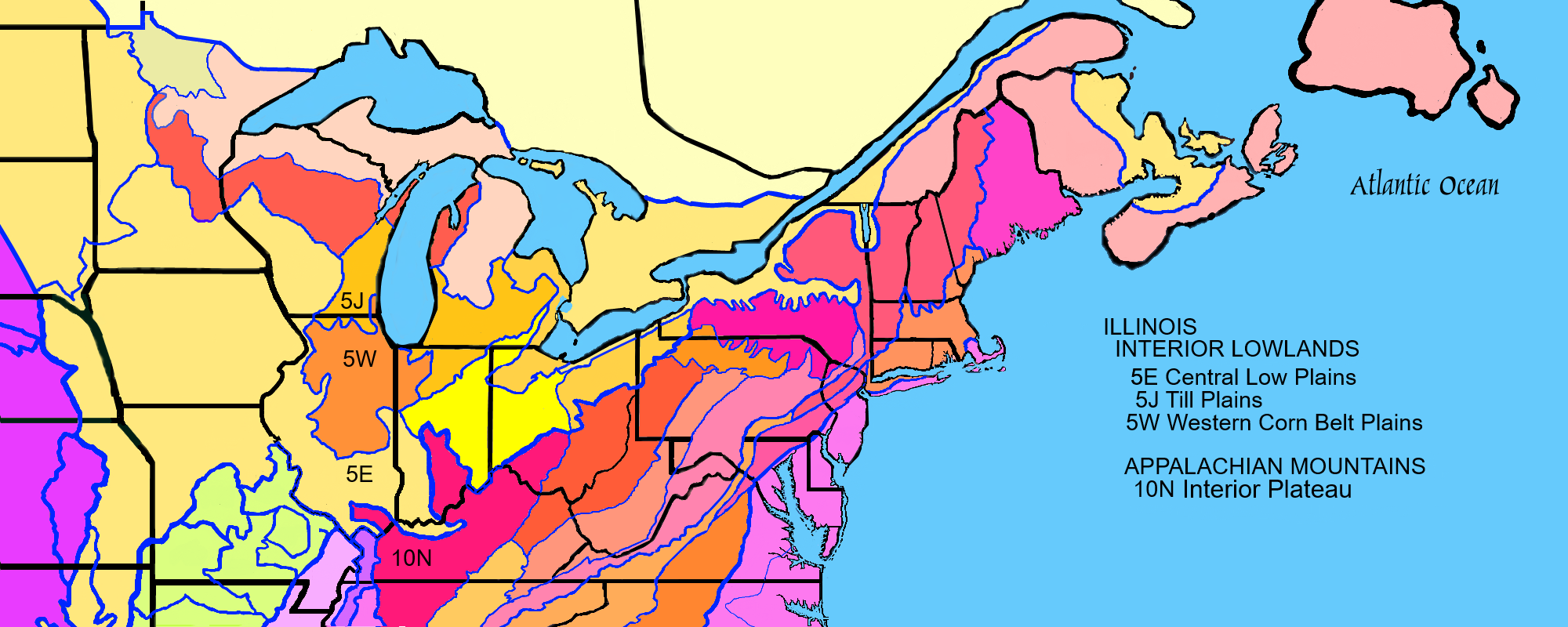 Map of Northeastern United StatesThe Interior Lowland: Illinois