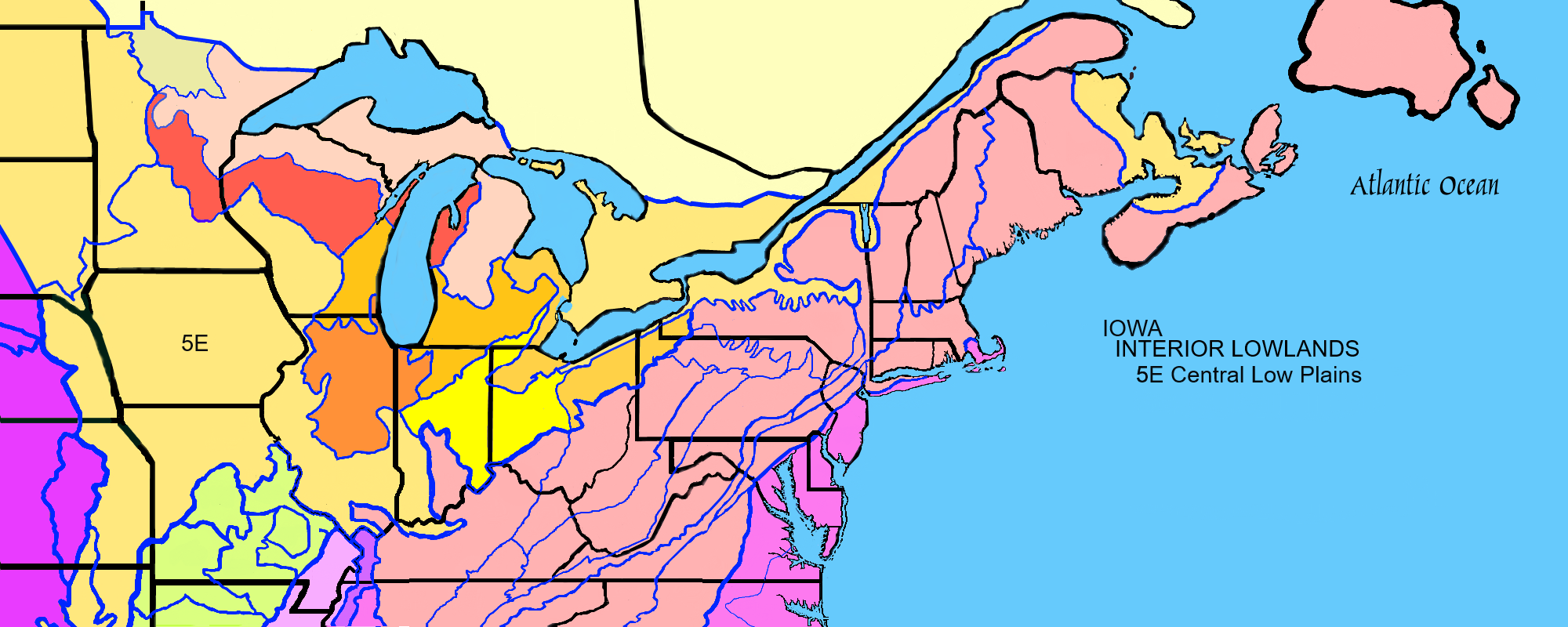 Map of Northeastern United StatesThe Interior Lowland: Iowa